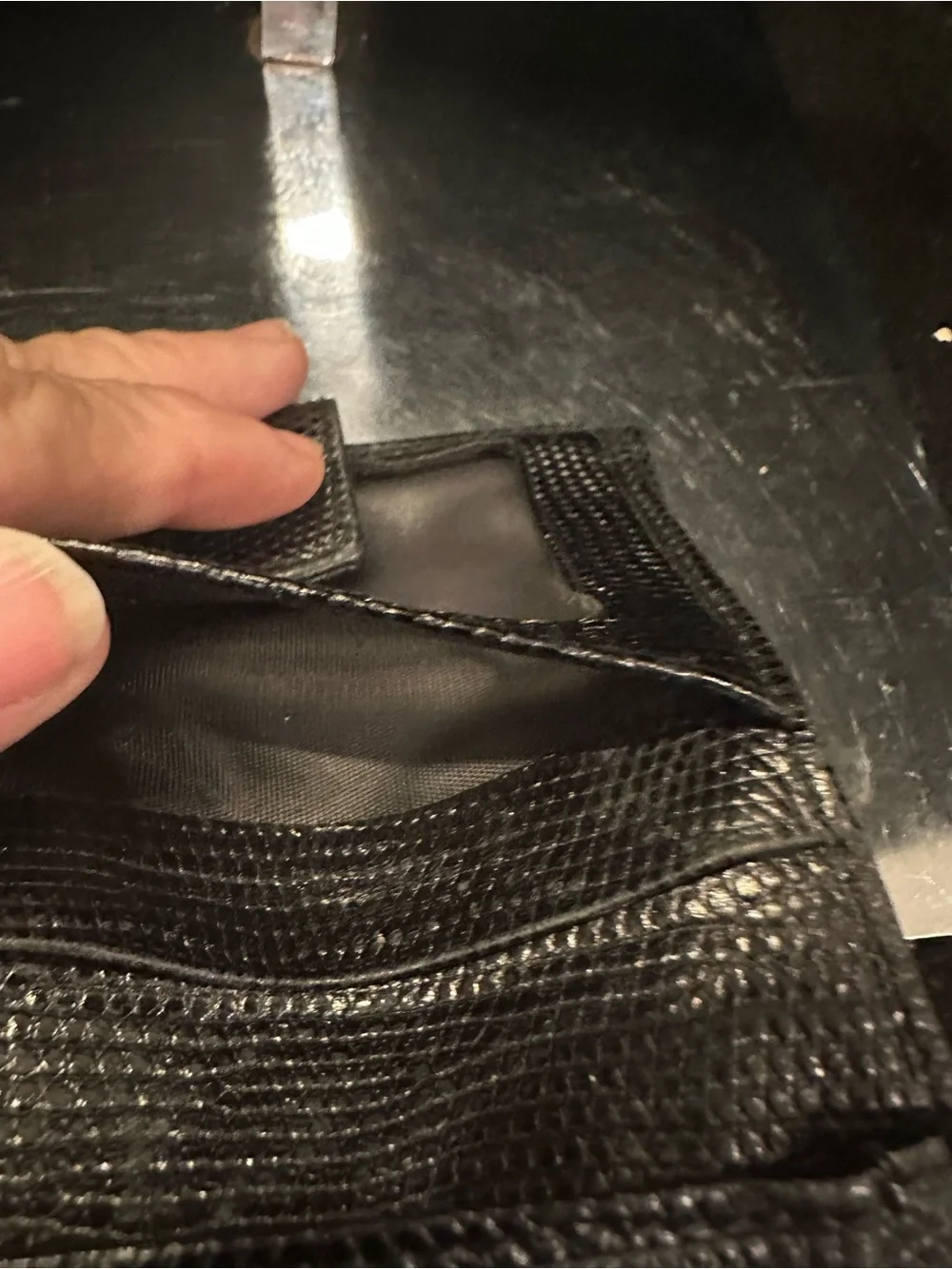 Salvatore Ferragamo #238 Black Vara Ribbon Leather Compact  Wallet